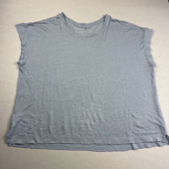 Lou & Grey Linen T-Shirt Relaxed Boxy Short Sleeve Casual Basic Tee LARGE Flaw - Picture 1 of 10